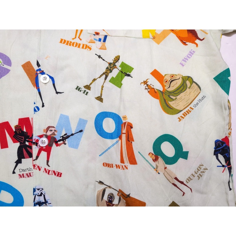 STAR WARS Celebration Mandalorian Alphabet Button Up Hawaiian Shirt Shag Art XL - Picture 9 of 11